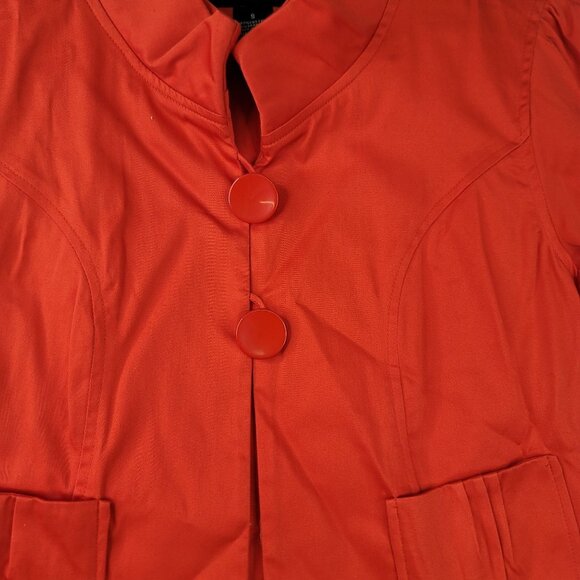 Vintage 90s Sharagano Blouse Jacket L Button Pleated Pockets Red Deadstock NEW - Picture 2 of 10